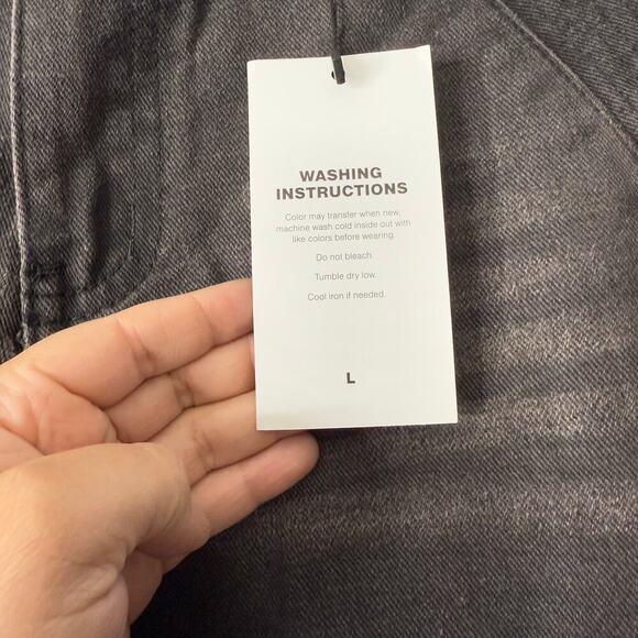 Emmiol Washed Heart Pattern Cargo Jeans, Faded Black, L - Picture 4 of 5